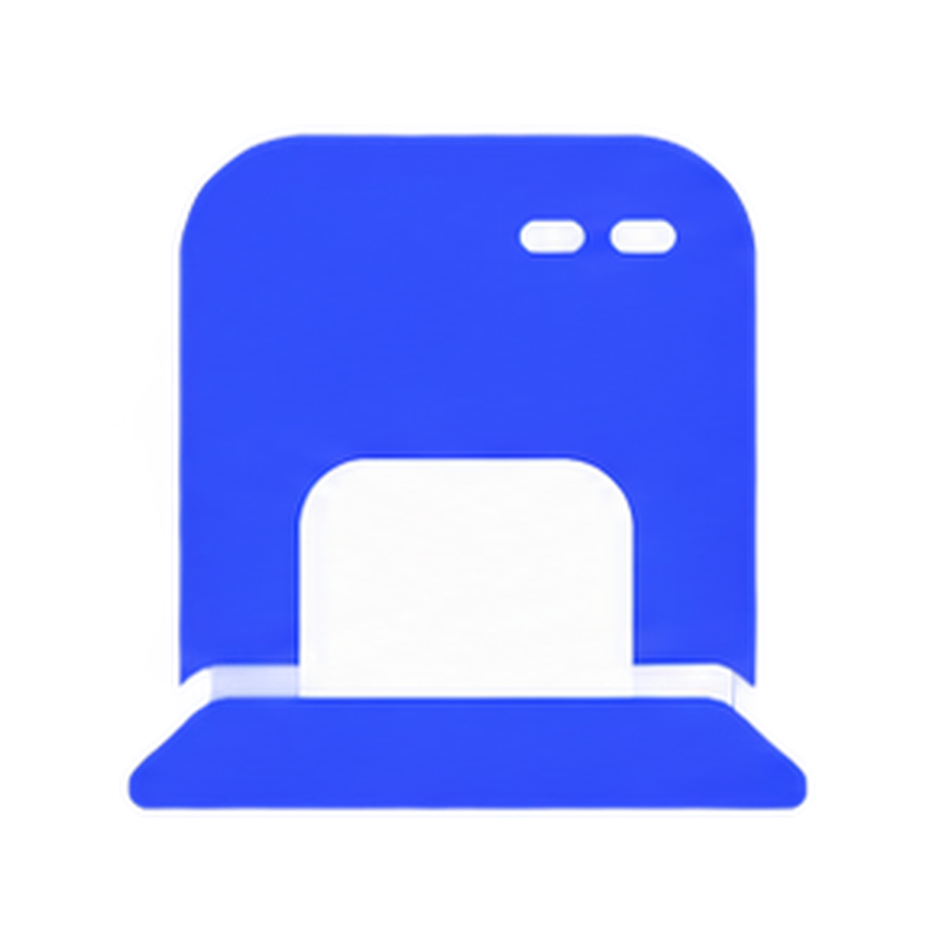 robot perks logo — a blue robot vacuum dock mark